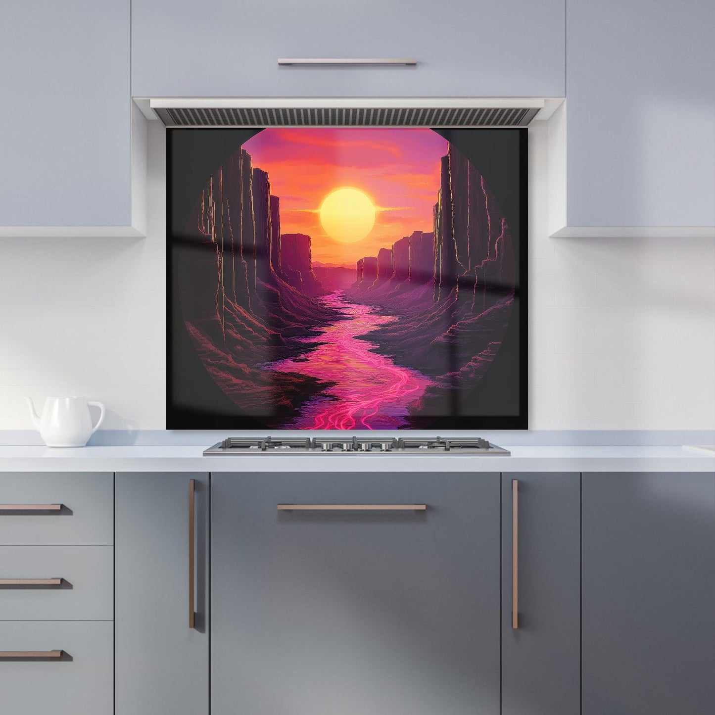 Synthwave Canyon Sunset Kitchen Splashback