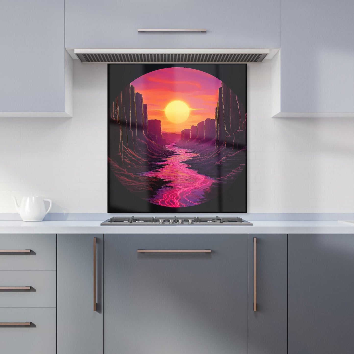 Synthwave Canyon Sunset Kitchen Splashback