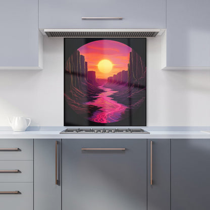 Synthwave Canyon Sunset Kitchen Splashback