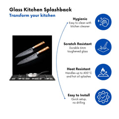 Artisan Japanese Knives in Focus Kitchen Splashback