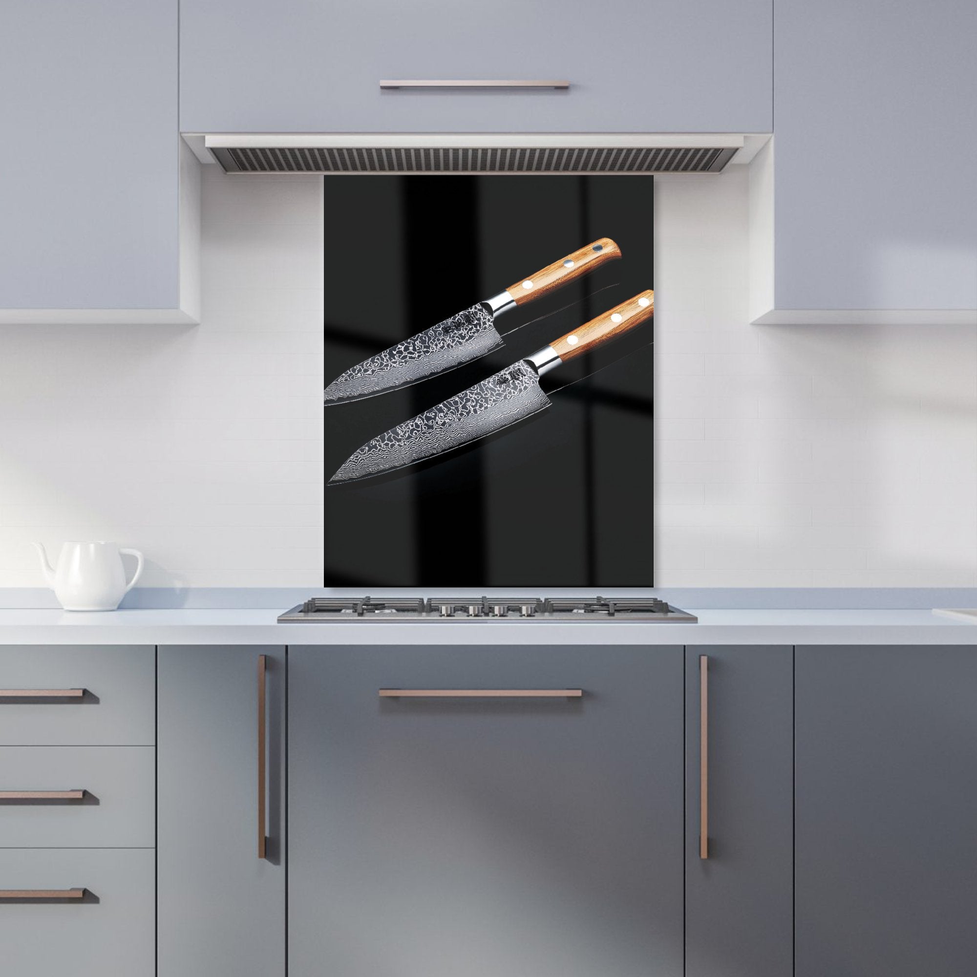 Artisan Japanese Knives in Focus Kitchen Splashback