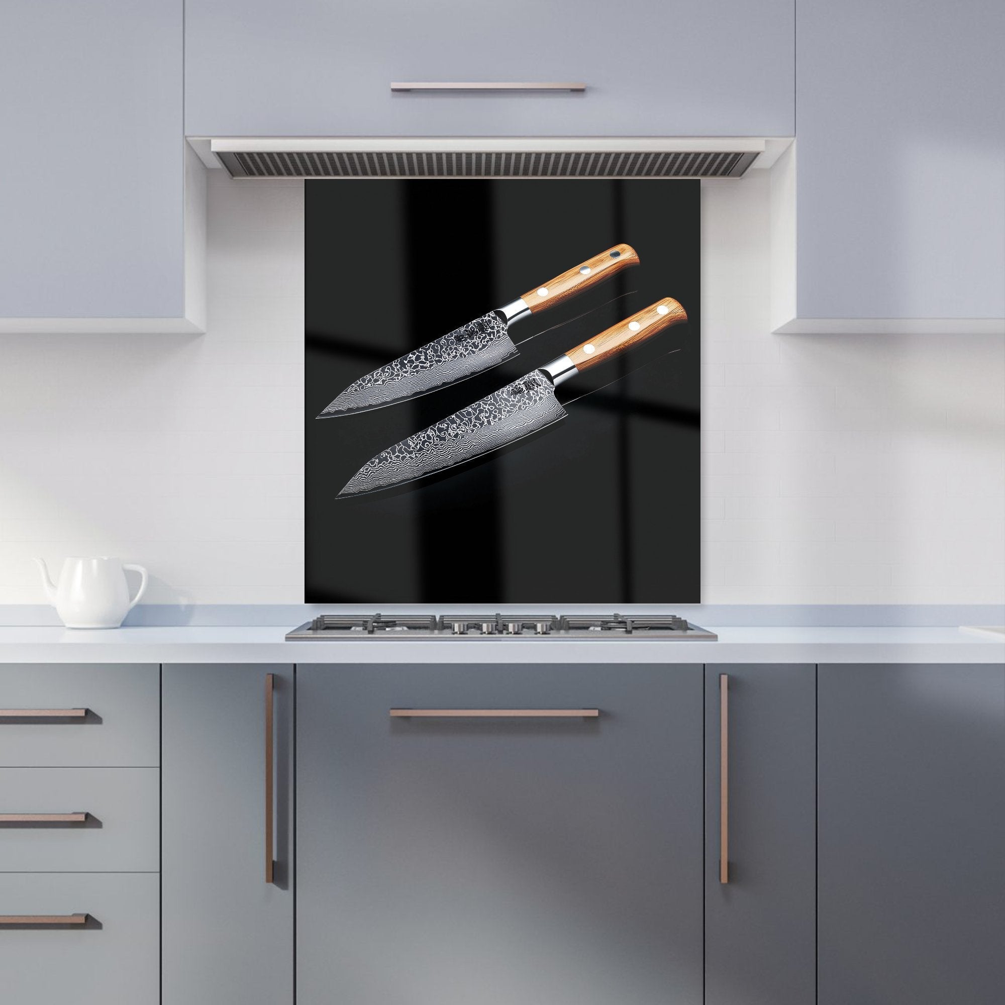 Artisan Japanese Knives in Focus Kitchen Splashback