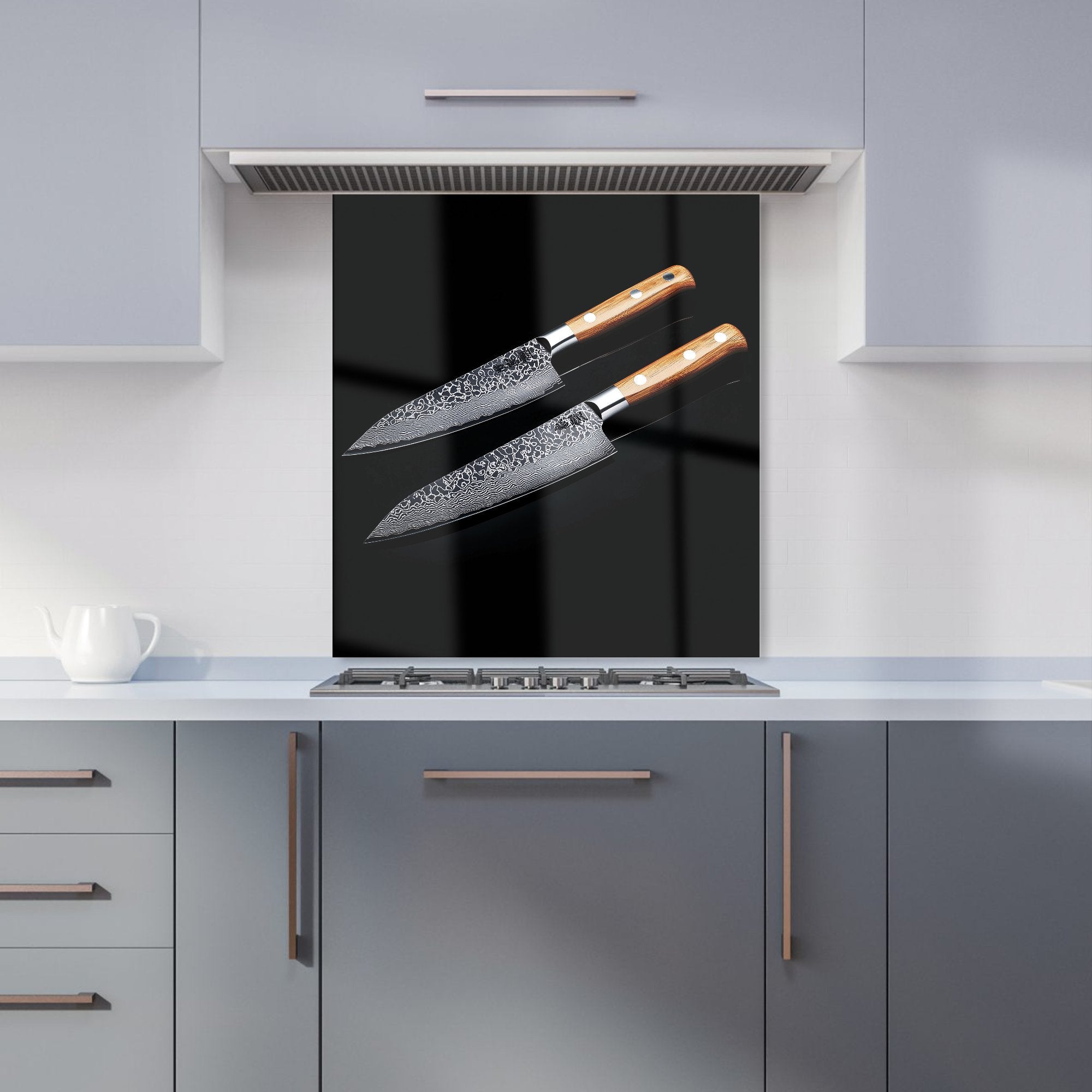 Artisan Japanese Knives in Focus Kitchen Splashback