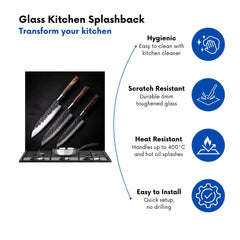 Elegant Trio of Chef's Blades Kitchen Splashback