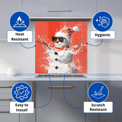 Cool Snowman in Winter Splash Kitchen Splashback