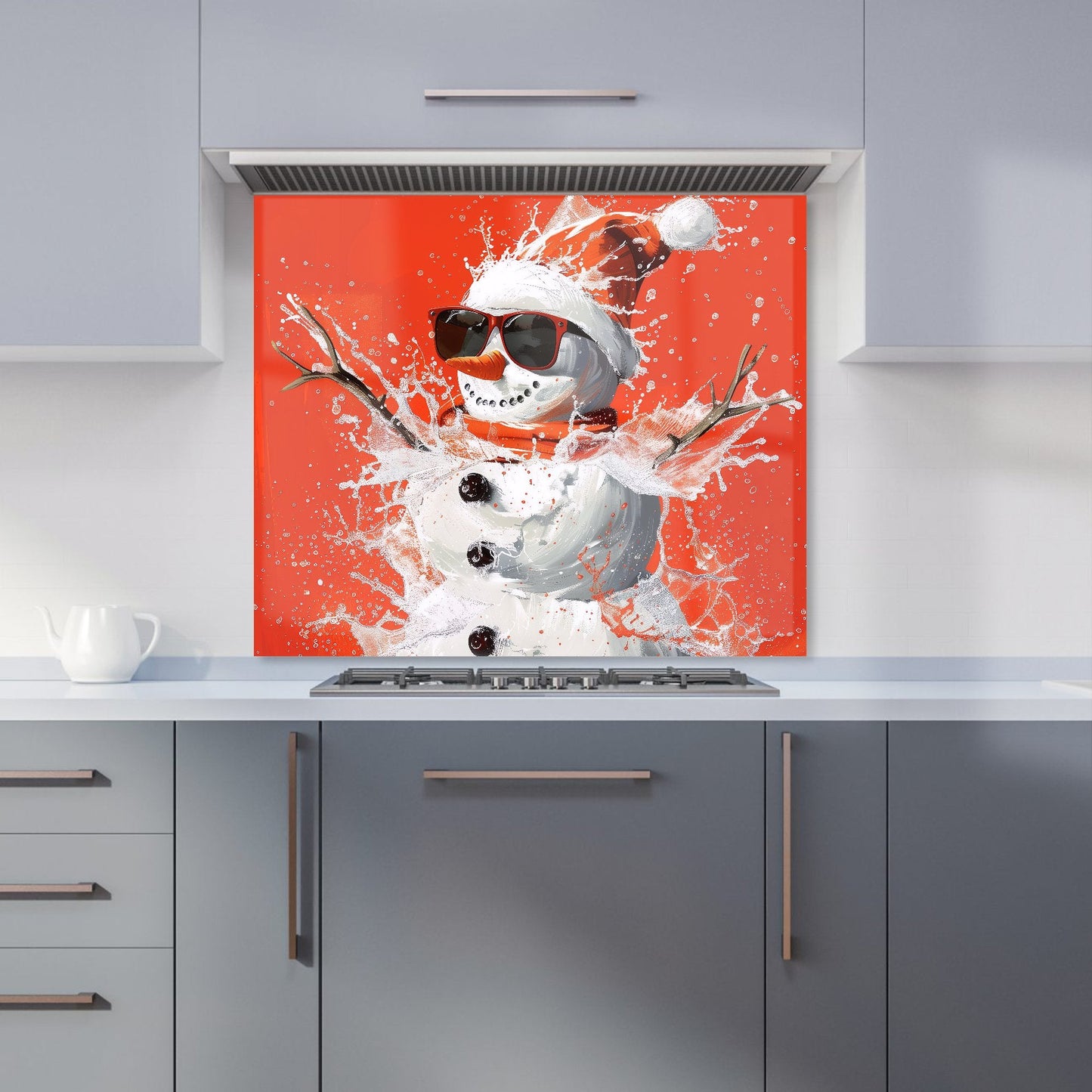 Cool Snowman in Winter Splash Kitchen Splashback