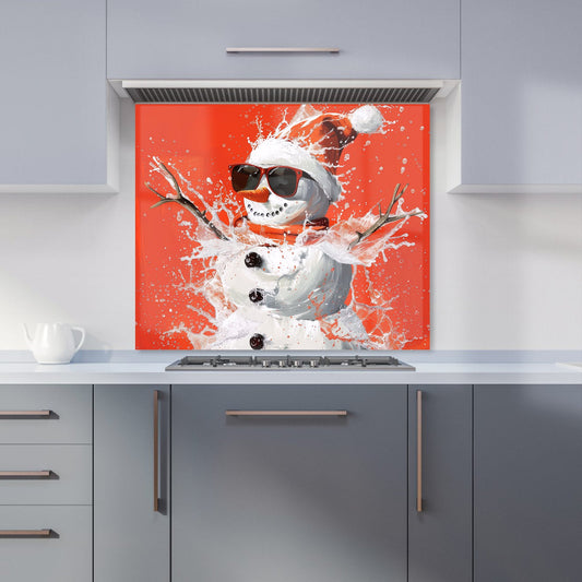 Cool Snowman in Winter Splash Kitchen Splashback