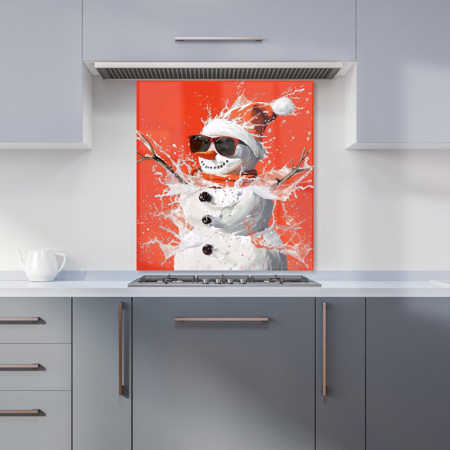 Cool Snowman in Winter Splash Kitchen Splashback