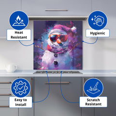 Cosmic Snowman Celebration Kitchen Splashback