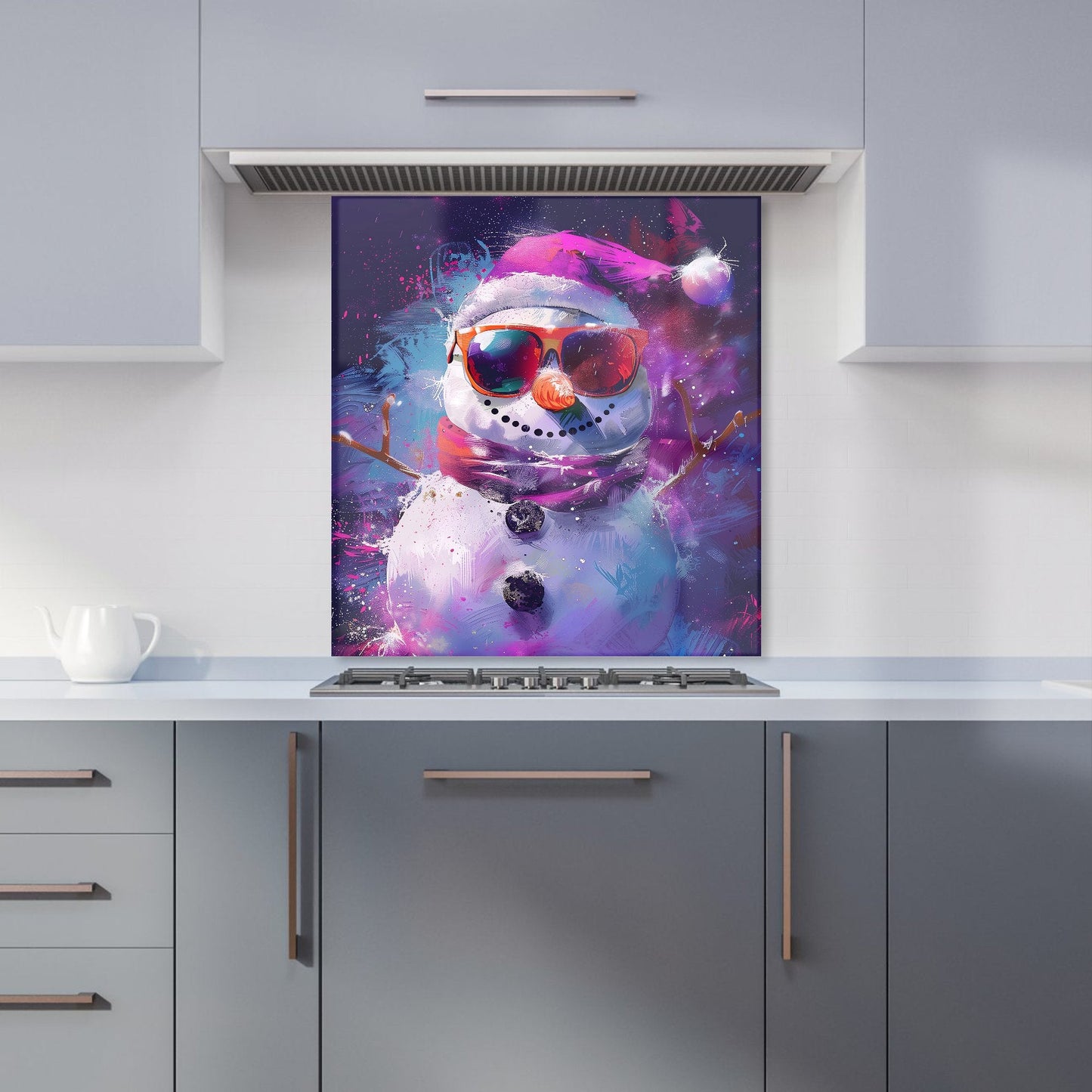 Cosmic Snowman Celebration Kitchen Splashback