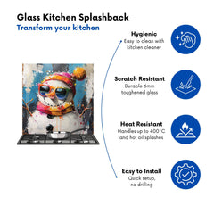 Vibrant Snowman with Style Kitchen Splashback