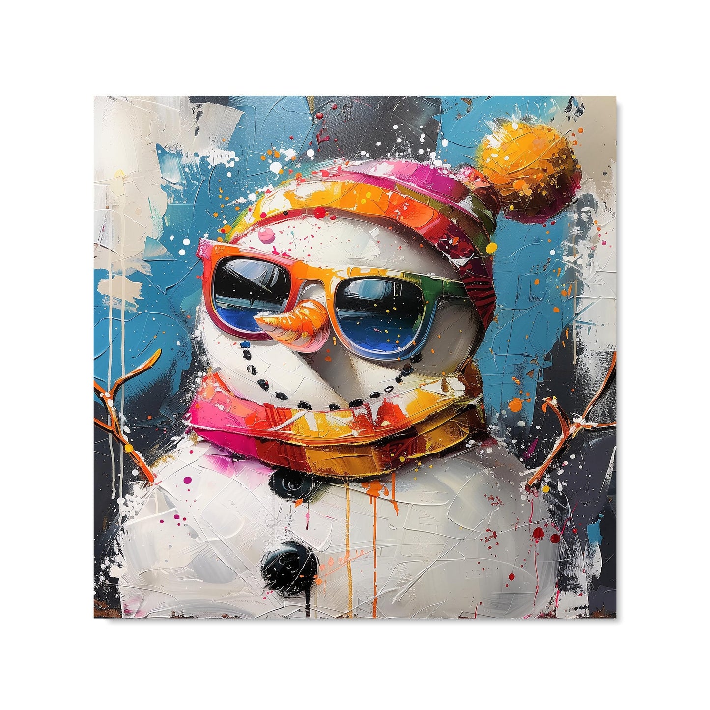 Vibrant Snowman with Style Kitchen Splashback