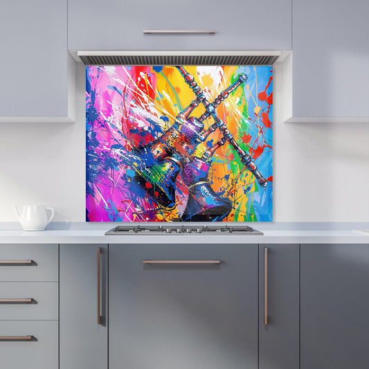 Vibrant Scottish Bagpipes Burst Kitchen Splashback