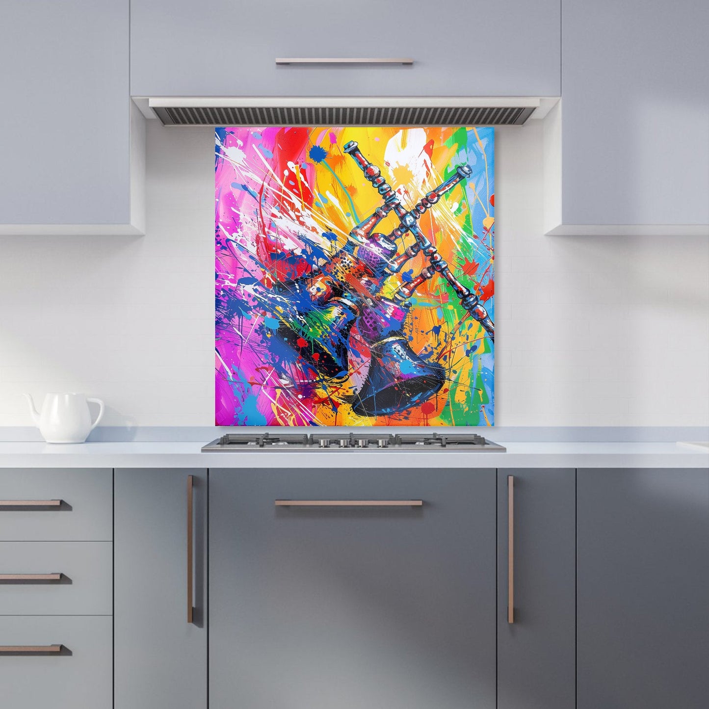 Vibrant Scottish Bagpipes Burst Kitchen Splashback