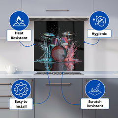 Rhythm in Splashing Drums Kitchen Splashback