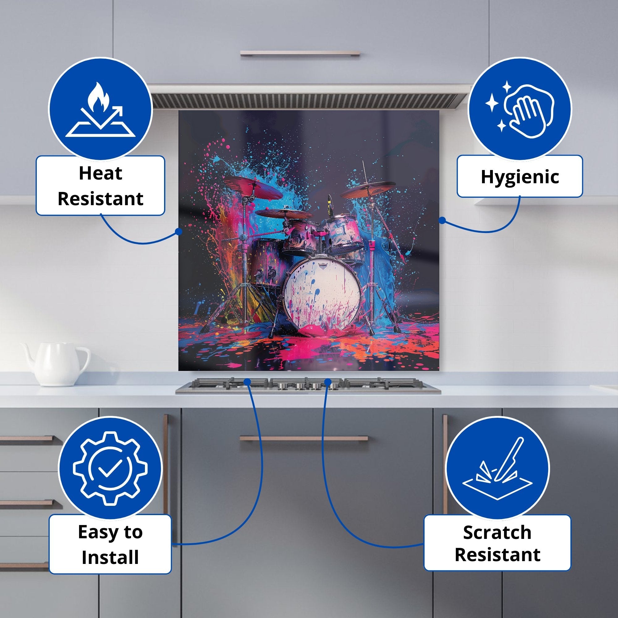 Drumbeat Colours Kitchen Splashback