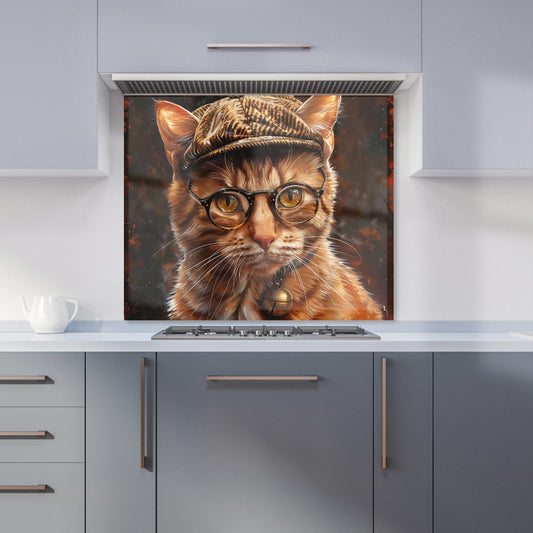 Dapper Ginger Cat with Cap Kitchen Splashback