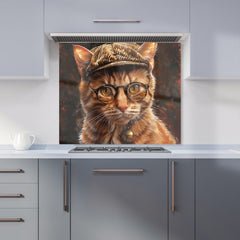 Dapper Ginger Cat with Cap Kitchen Splashback