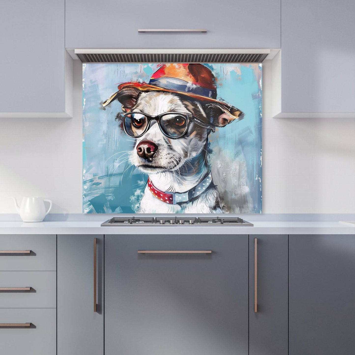 Quirky Pup with a Fedora Kitchen Splashback