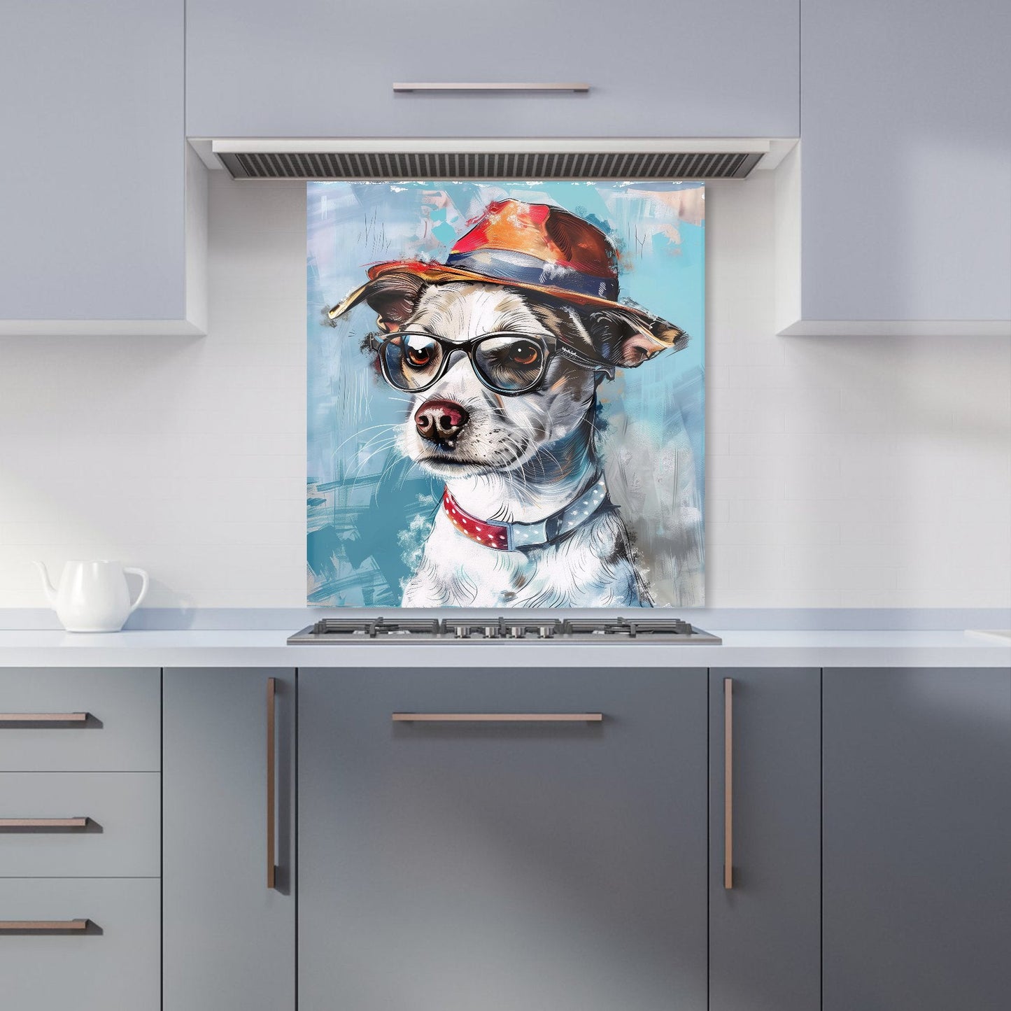 Quirky Pup with a Fedora Kitchen Splashback