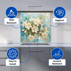 Fresh Jasmine in Blue Hue Kitchen Splashback