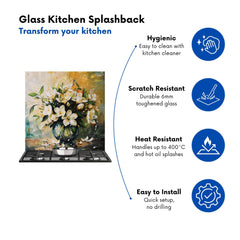 Elegant Jasmine Bloom Splash Kitchen Splashback