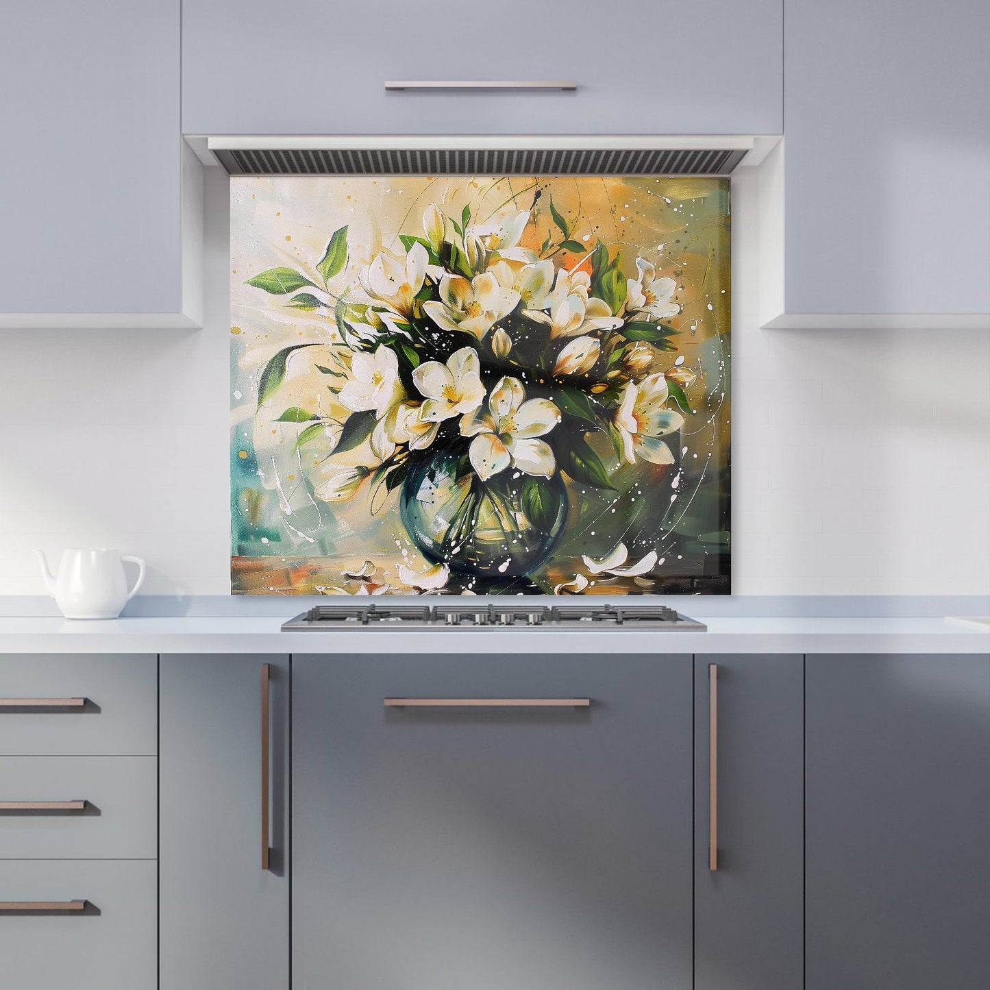 Elegant Jasmine Bloom Splash Kitchen Splashback