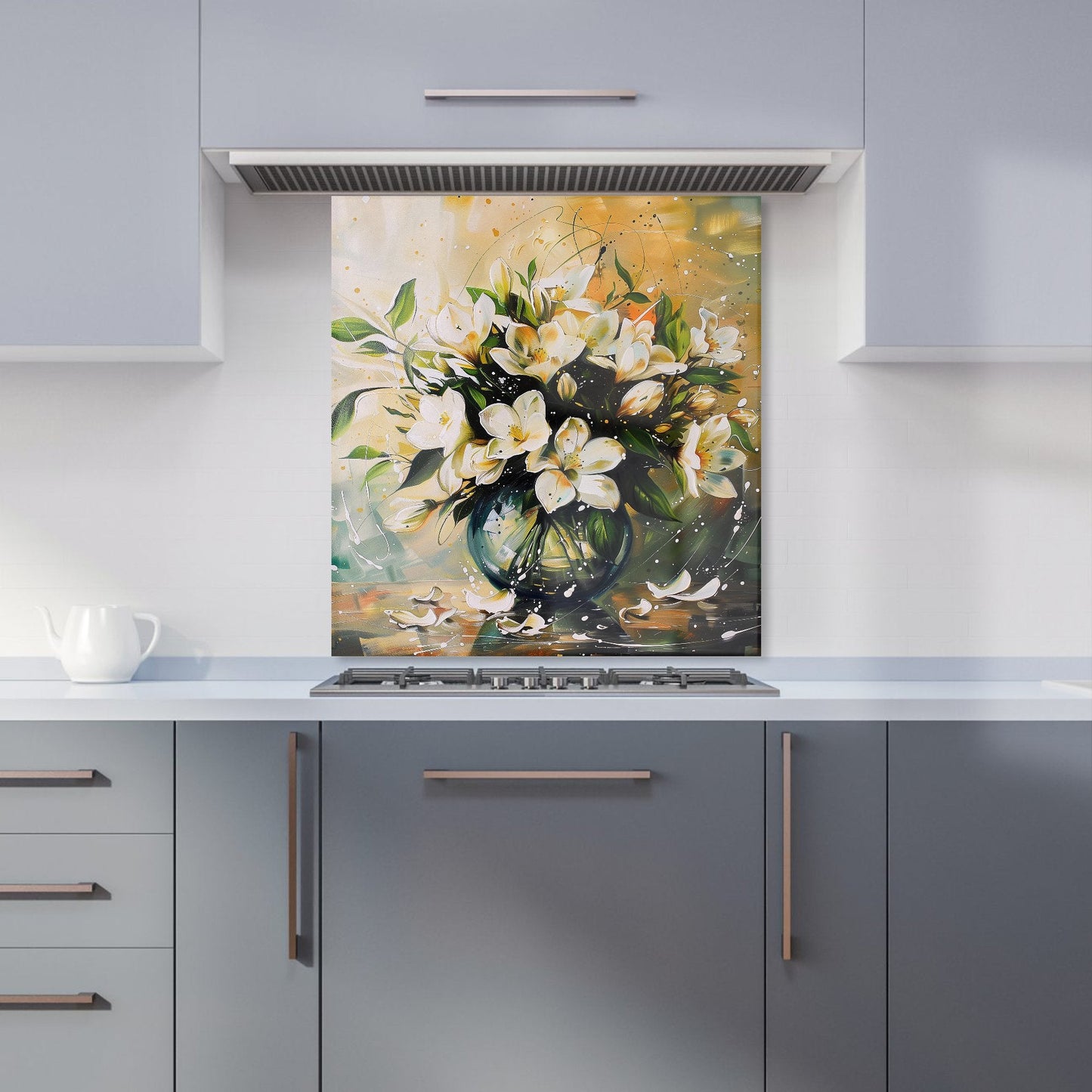 Elegant Jasmine Bloom Splash Kitchen Splashback