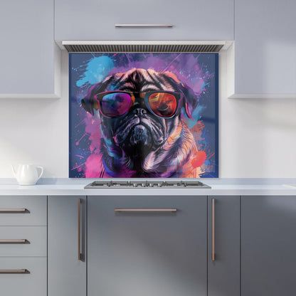 Vibrant Pug in Sunglasses Kitchen Splashback