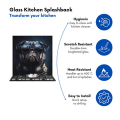 Cool Pug with Midnight Shades Kitchen Splashback