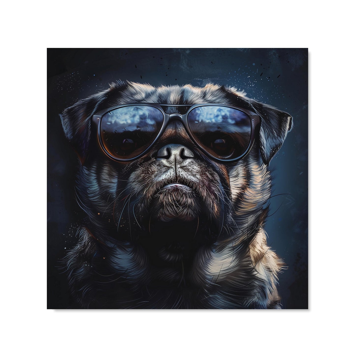 Cool Pug with Midnight Shades Kitchen Splashback