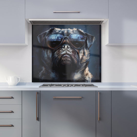 Cool Pug with Midnight Shades Kitchen Splashback