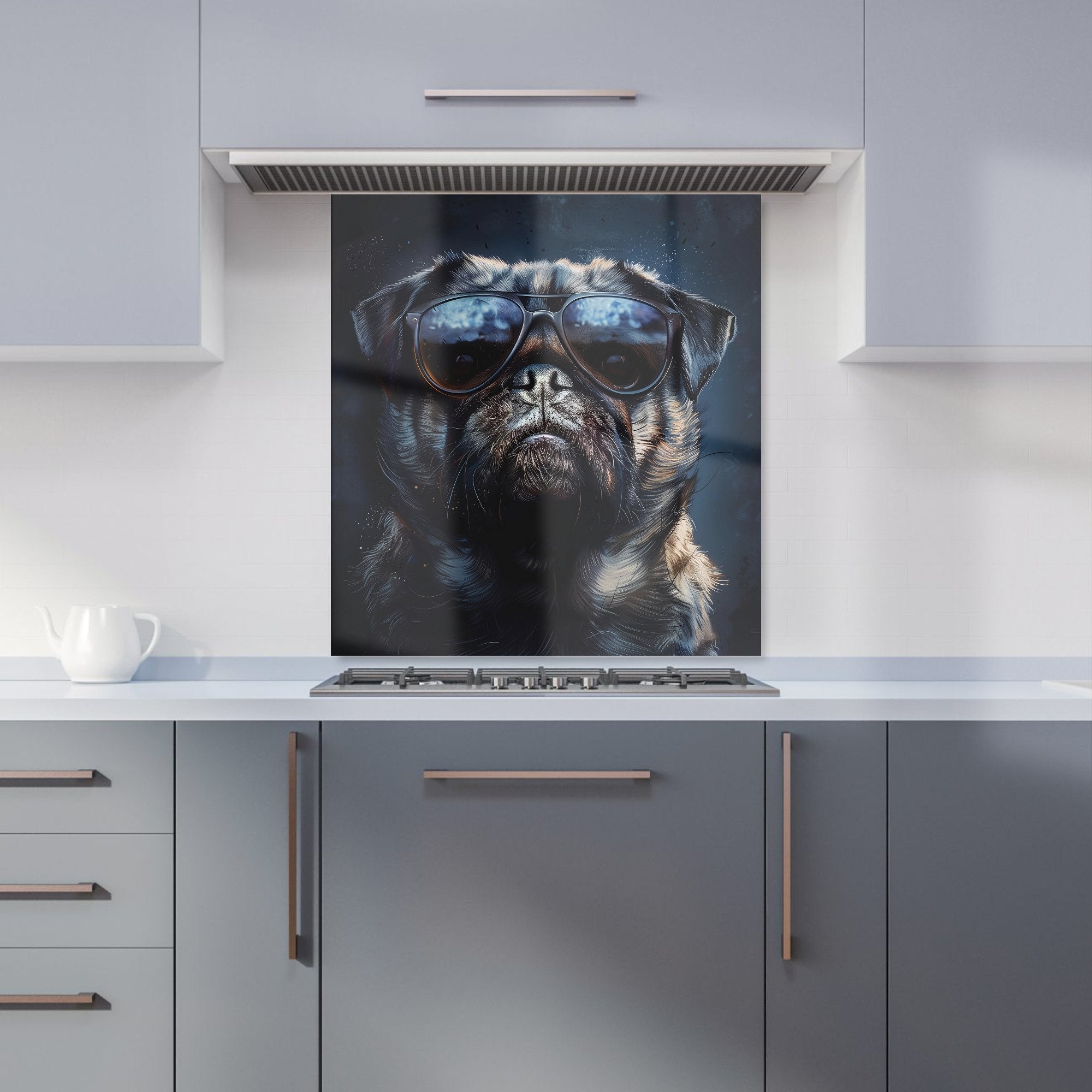 Cool Pug with Midnight Shades Kitchen Splashback