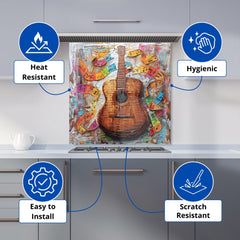 Melody in Wooden Strings Kitchen Splashback