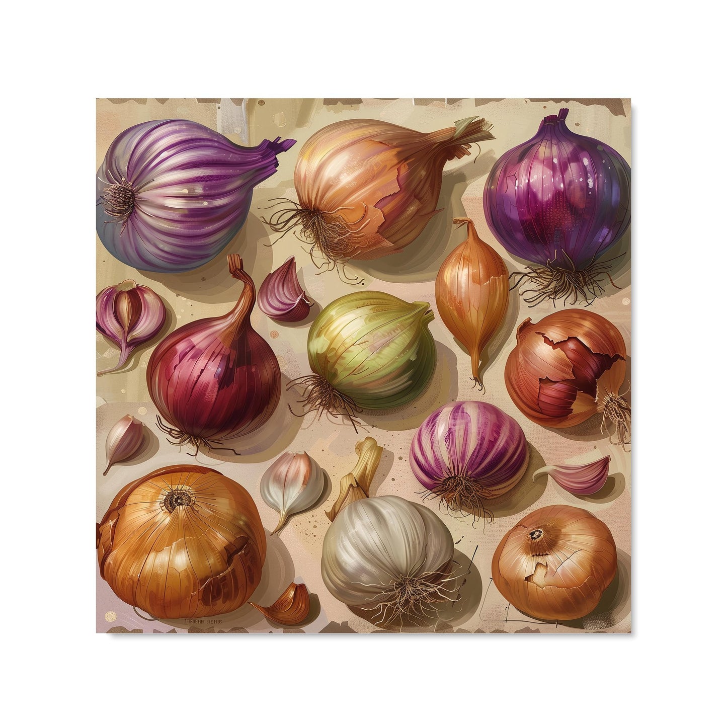 Varieties of Onions and Garlic Kitchen Splashback