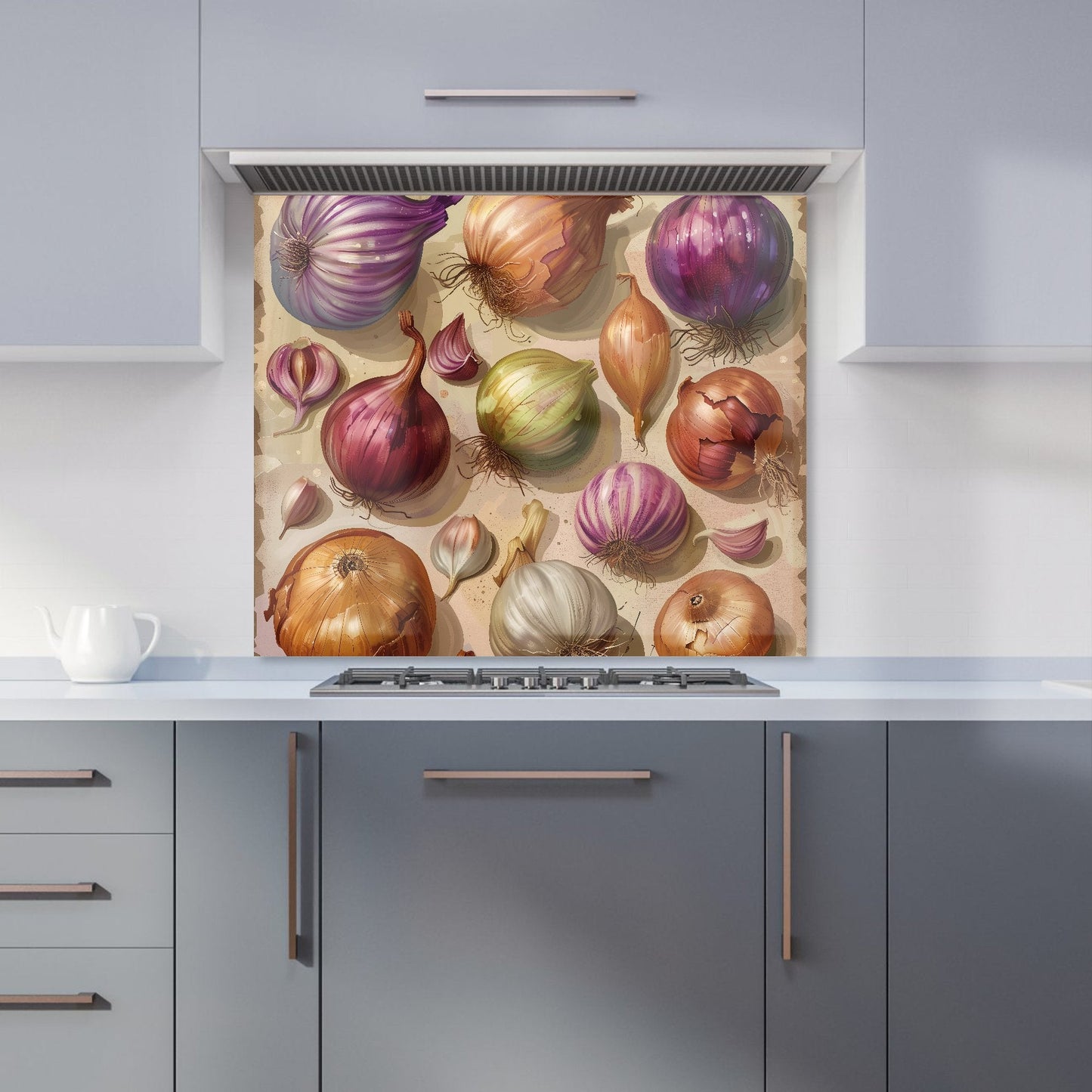 Varieties of Onions and Garlic Kitchen Splashback