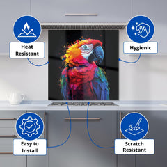 Vivid Parrot in a Splash of Colour Kitchen Splashback