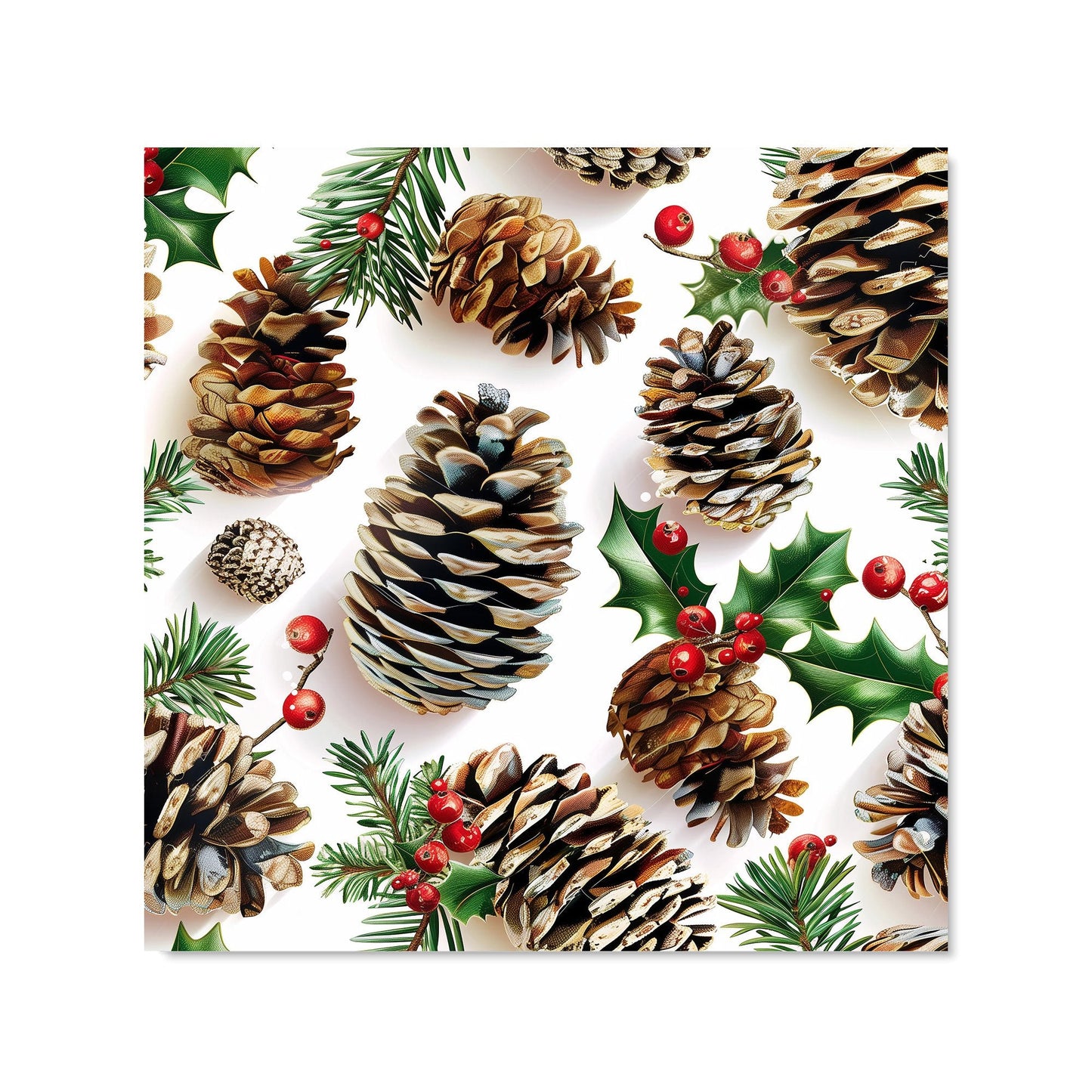 Holiday Pine Cones and Berries Kitchen Splashback