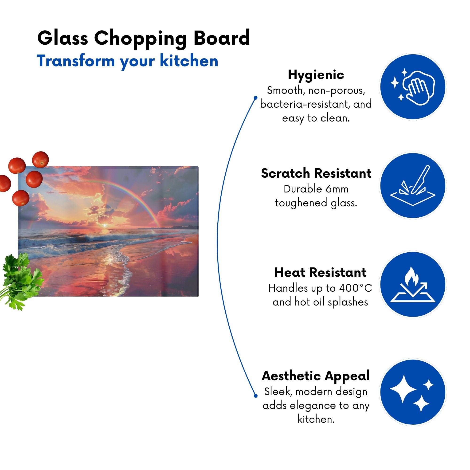 Rainbow Reflection On The Shore Chopping Board