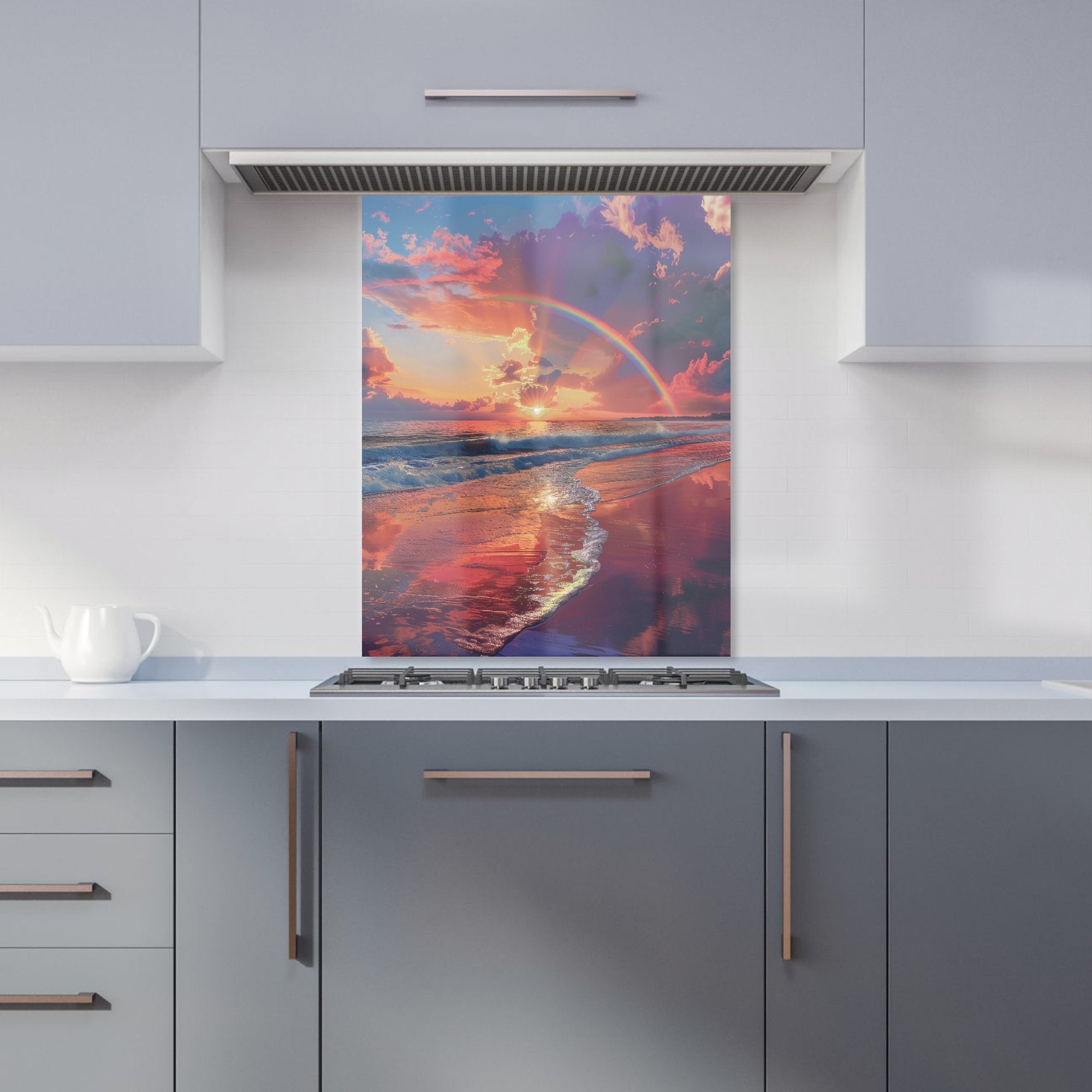 Rainbow Reflection on the Shore Kitchen Splashback