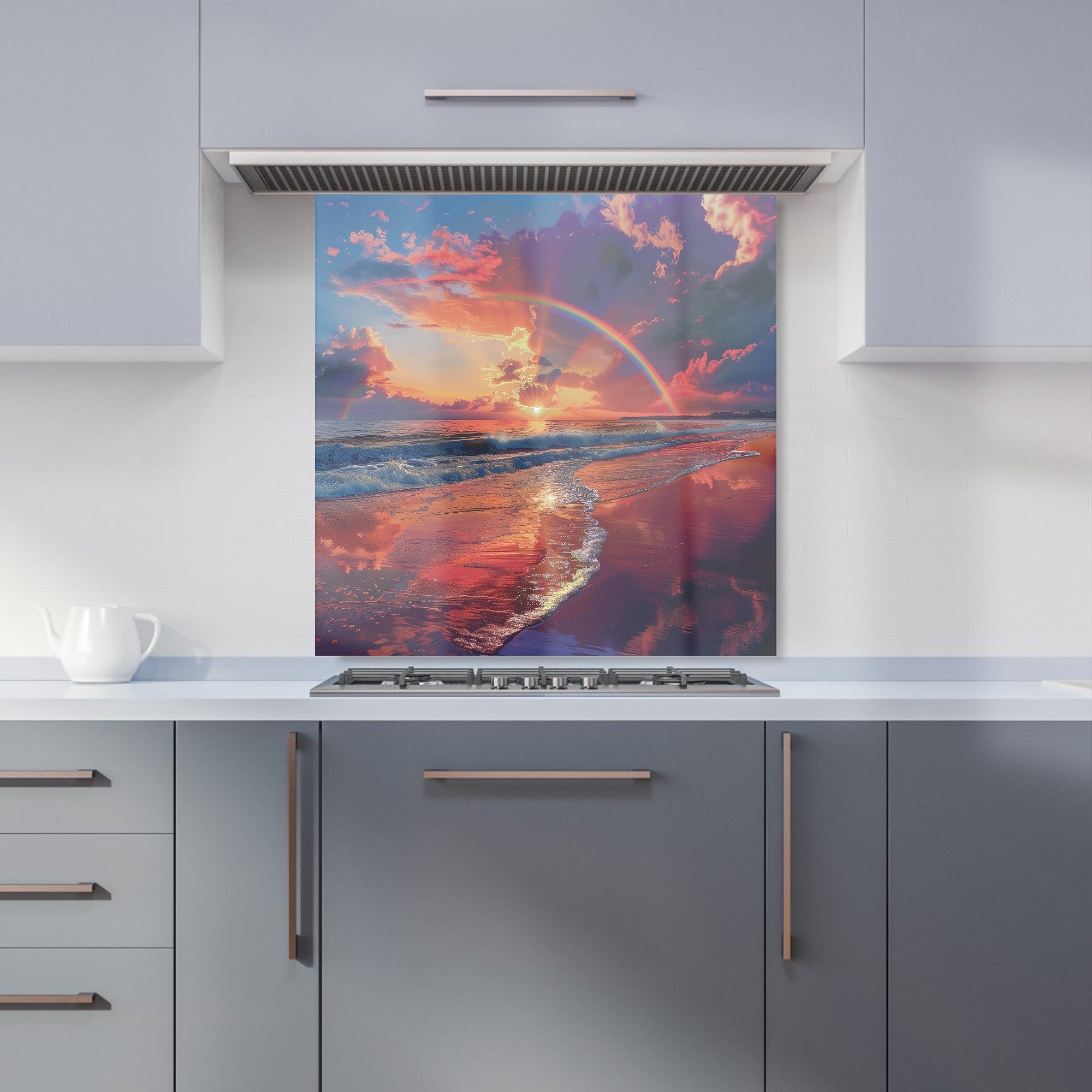 Rainbow Reflection on the Shore Kitchen Splashback