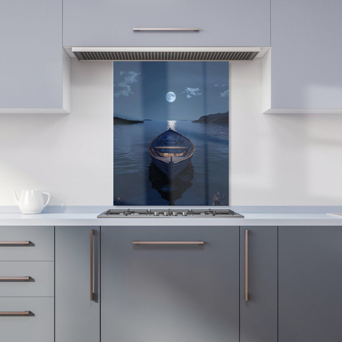 Moonlit Serenity on Quiet Waters Kitchen Splashback
