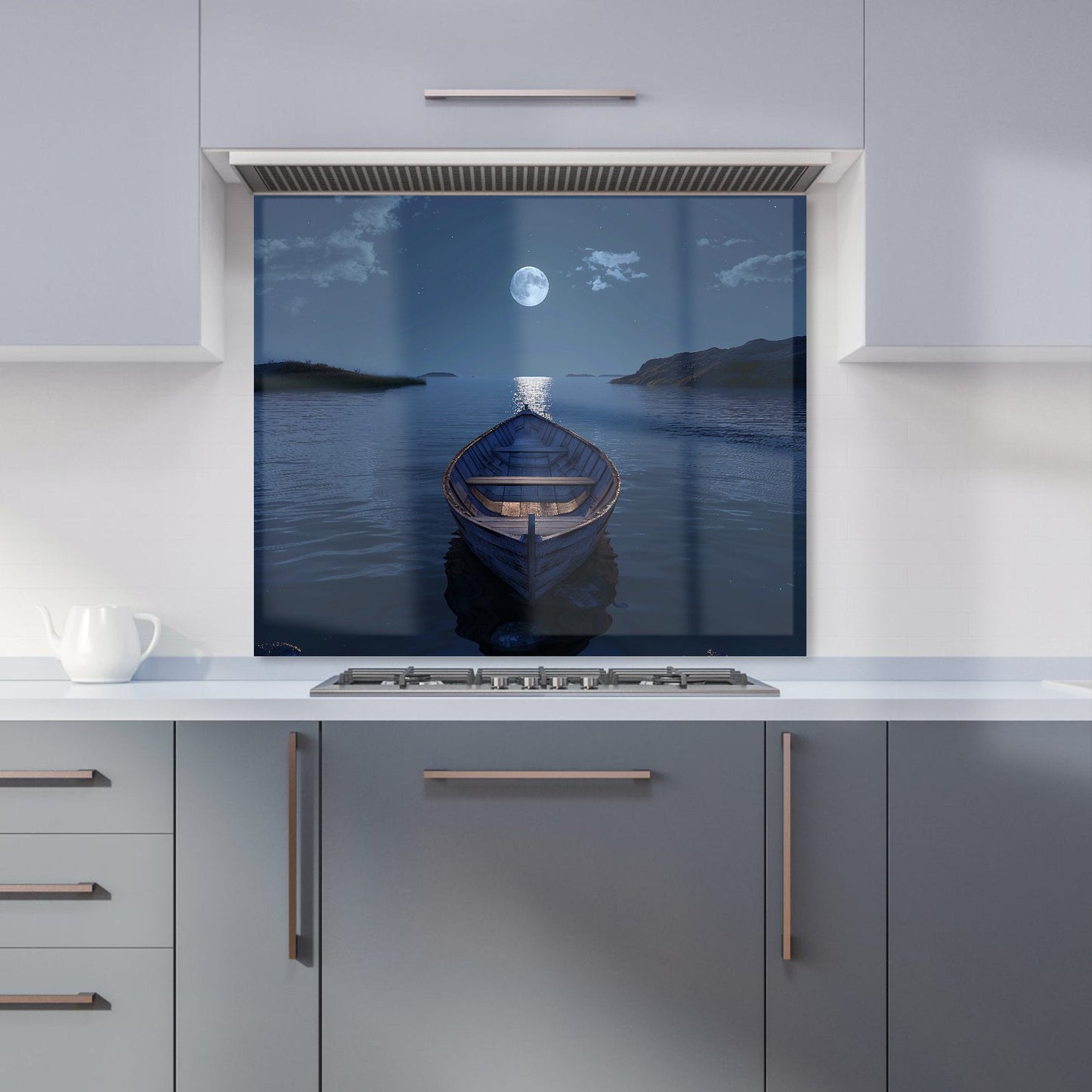 Moonlit Serenity on Quiet Waters Kitchen Splashback