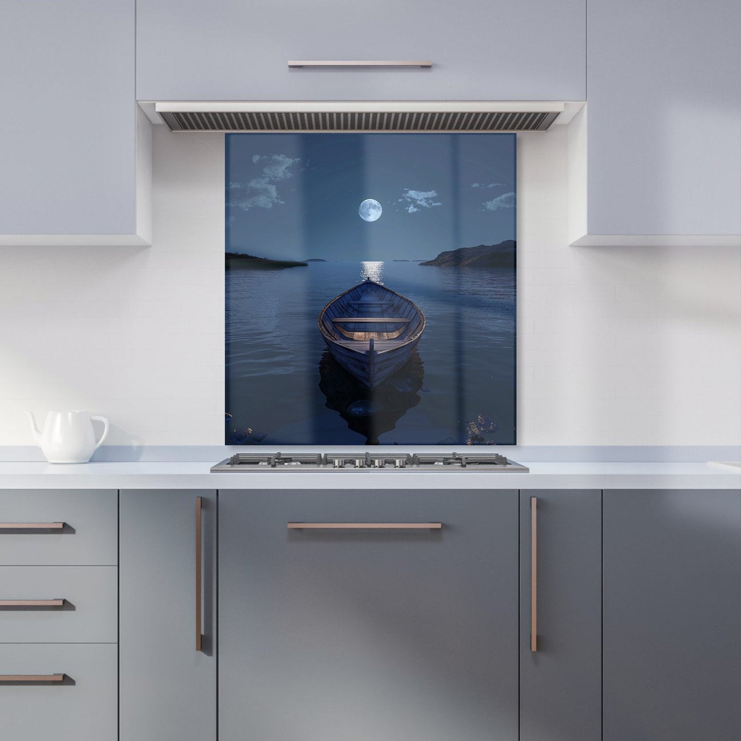 Moonlit Serenity on Quiet Waters Kitchen Splashback