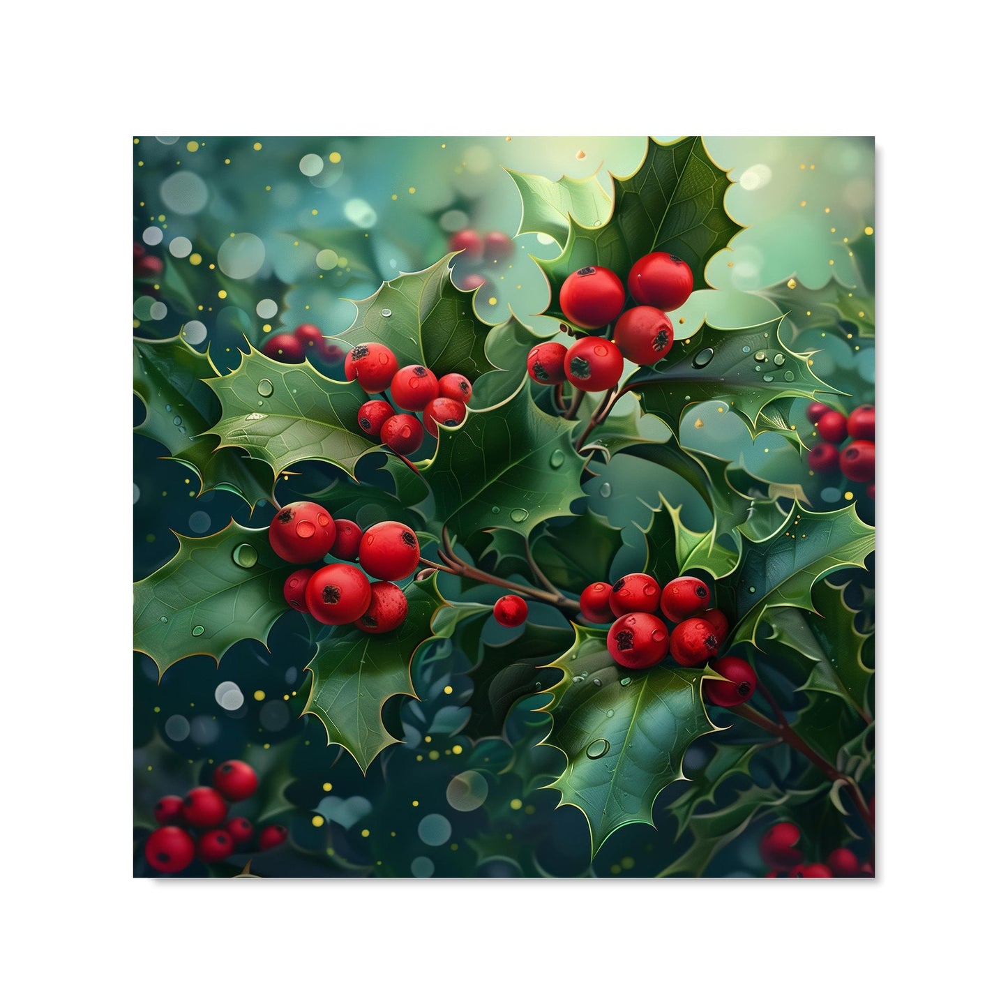 Festive Holly with Dew-Kissed Berries Kitchen Splashback