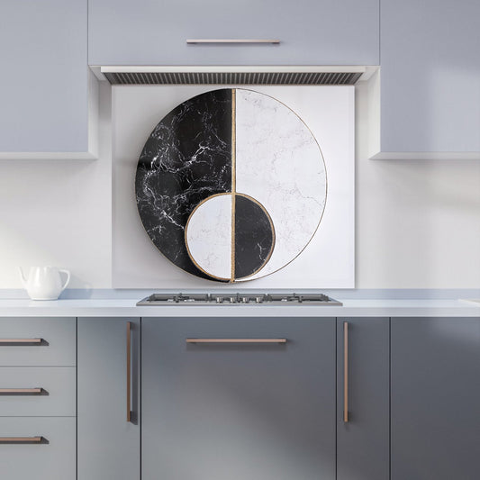 Sleek Yin Yang Marble Design Kitchen Splashback