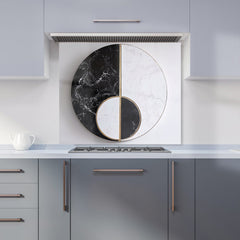 Sleek Yin Yang Marble Design Kitchen Splashback