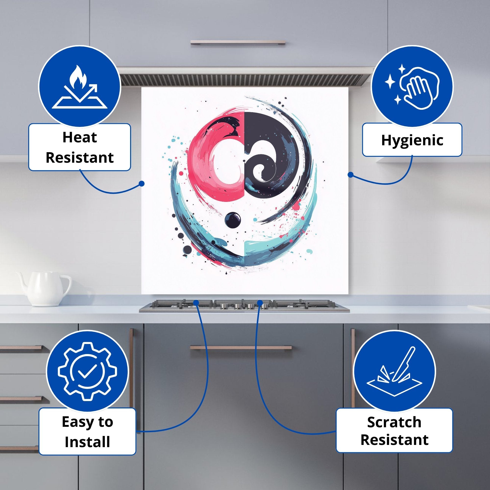 Yin Yang Harmony in Modern Art Kitchen Splashback
