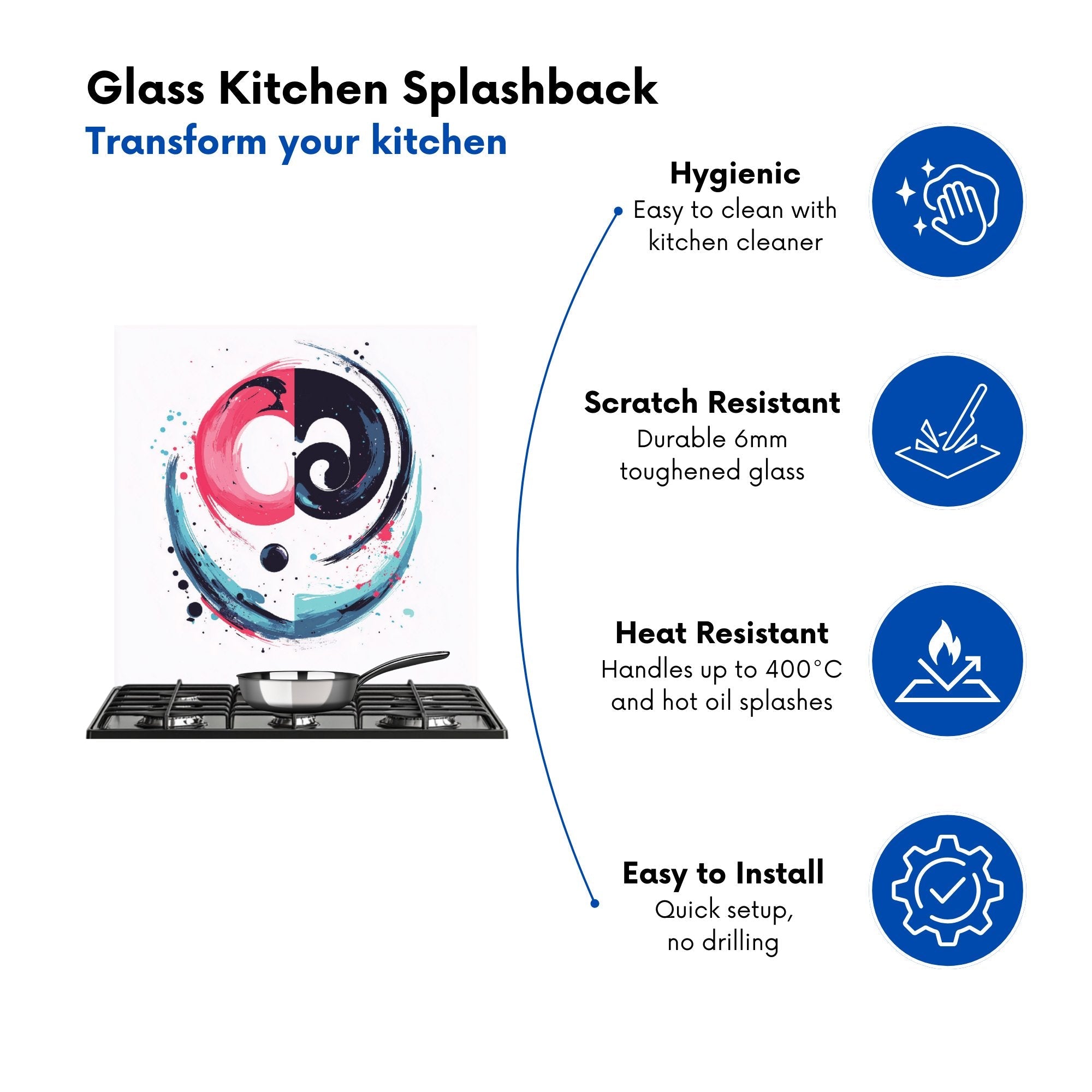 Yin Yang Harmony in Modern Art Kitchen Splashback