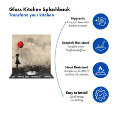 Dreamy Banksy-Inspired Girl with Red Balloon Kitchen Splashback